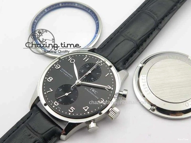 MIROTIME 0122 Reliable Portuguese IW371447 ZF 1:1 Best Edition SS Black Dial On Black Leather Strap A79350 V 7274